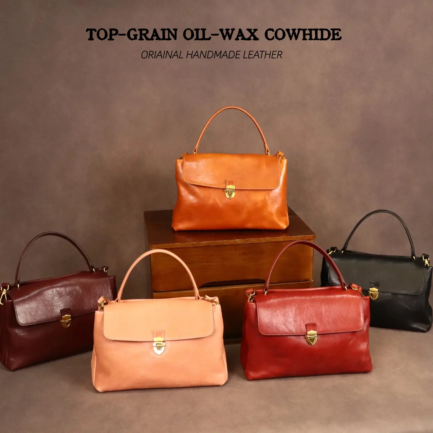 Handmade Vintage Leather Top-Grain Oil-Wax Cowhide Bag(C2546#)