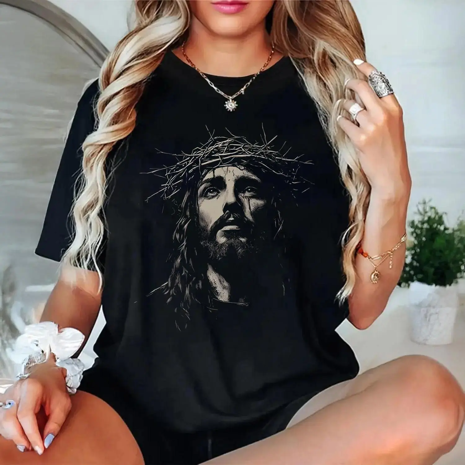 Jesus Shirt Christian Streetwear Religious Gift for Him or Her Faith Apparel Unisex Tee Jesus Christ Church Wear vintage 90s graphic tees Summer Casual