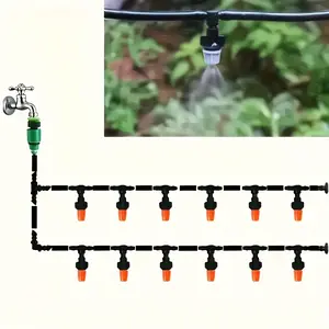 15.24M/50ft durable plastic garden irrigation system with 15 adjustable sprinklers - suitable for lawn care and agricultural irrigation, easy to install, no batteries, specially designed for lawns, Watering For Garden