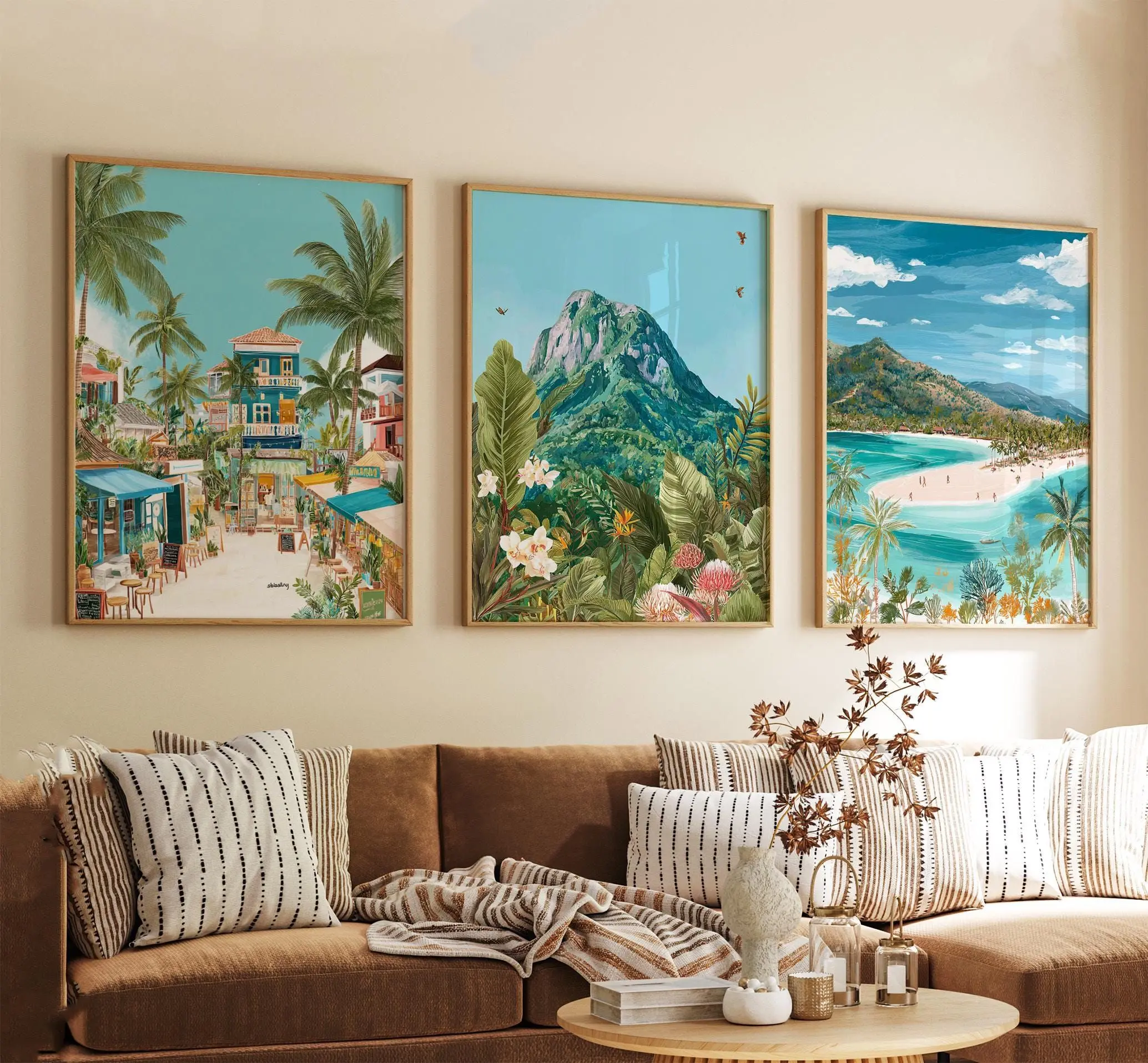 [SALE UP TO 40%] [Unframed] Philippines Poster Set Of 3, Vintage Travel Illustration, Tropical Island Wall Art Prints, Retro Style