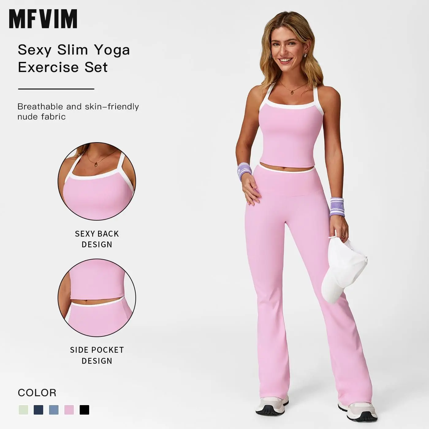 Color Block  Set for Women MFVIM,  Bra & Flared Leggings, Activewear Outfit for Yoga, Gym, Workouts & Running, Yoga Clothing Sports Summer Sportswear Casual Sportswear, 2 Piece Sets, Women 2 Piece Sets