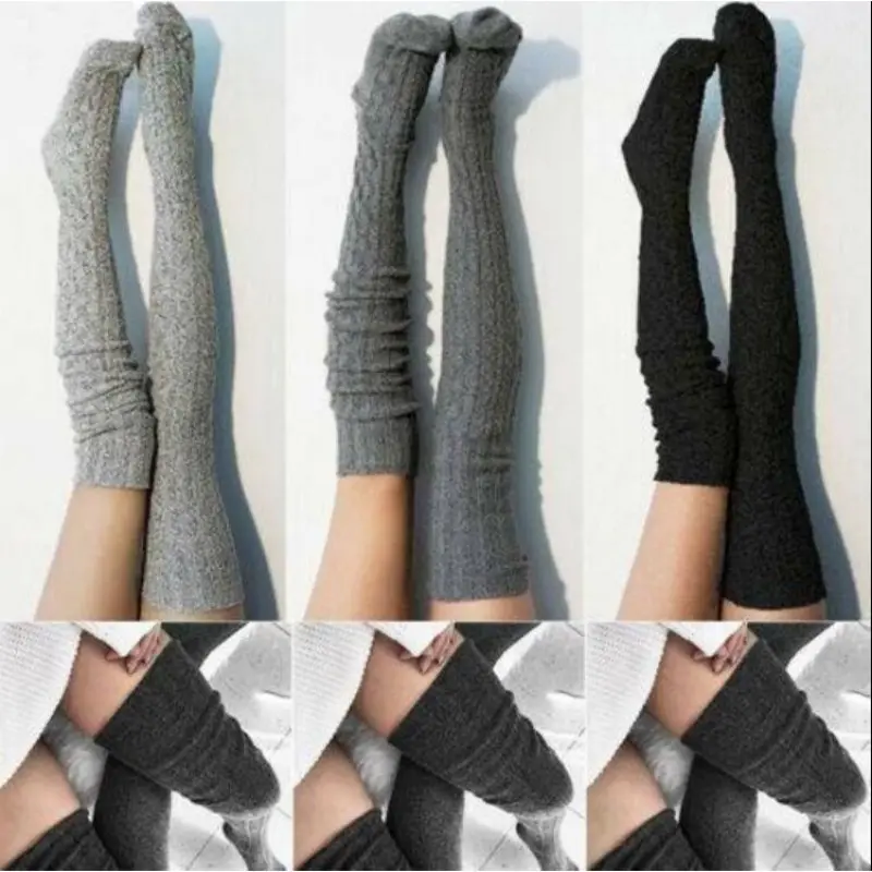 Women's Over-the-Knee Socks, 3-Pair Cozy Cable Knit Thigh Highs for Winter, Fashionable Warm Legwear with Random Pairing, Cozy Socks, Style, Lady, Everyday, Girls, Warmth + Style, Fashion Apparel, Knitted Texture, Over-Knee, Cable Pattern, Three Pairs