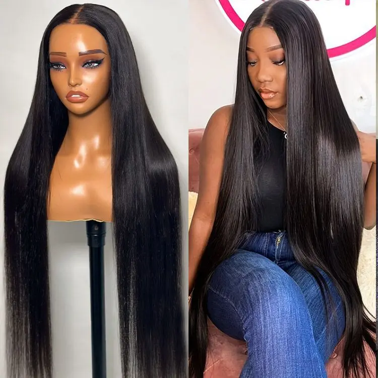 Bling Hair Ready To Go Glueless Straight Wig Pre Bleached Knots Pre cut 5x5 7x5 Glueless Straight Human Hair Lace Closure Hair Wig For Beginners Easy To Wear 6x4 9x6 Lace Closure Human Hair Wig