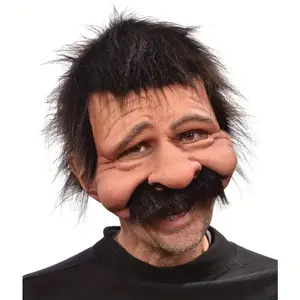 Single Pack Realistic Human Half Face Mask, Cost-Effective Cosplay Headwear with Lifelike Black Hair, Space-Saving Expressive Mask Combo for Halloween Costume Party & Commercial Display Props