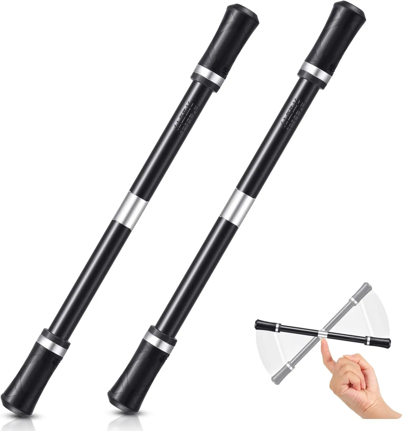 2 Pieces Spinning Pen Rolling Finger Rotating Gaming Trick Pen Mod with Tutorial No Refill Stress Releasing Brain Training Toys for Adults Office Supplies