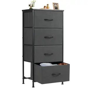 PINGO 4 Drawers Dresser Chest of Drawers, Large & Various Storage Cabinet with Metal Frame and Wood Top, Large & Various Storage, 4 Colors