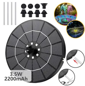 3.5W Solar Power Colorful LED Fountain,2200 mAh battery,7 Different Water Features,Four Windproof Fixing Rods,Floating Fountain PumpFor GardenDecoration,Ponds,Bird Baths