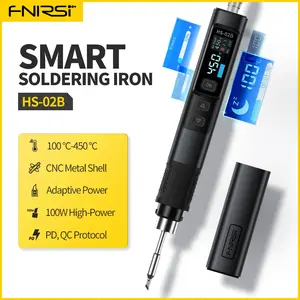 FNIRSI Soldering Iron Kit 100W with 3 Soldering Tips, Upgraded HS-02B Smart Digital Soldering Iron Pen Tool, 2S Fast Heating, 212-842℉, Pre-set 3 Groups Temperature for Electronics Precision Repair