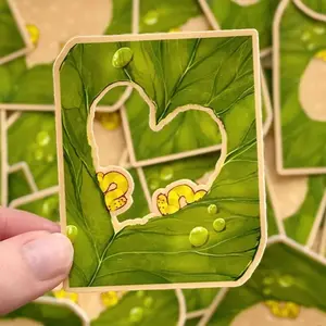 Leafy Caterpillars Sticker, Cute Bug Art Aesthetic Sticker, Laptop Water Bottle Decal Sticker