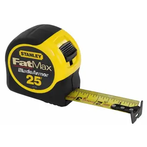 212 MAIN FatMax Hand Tape Measure (Model 33-725) – 1-0.25in x 25in Wider Blade, Bumper, Impact Resistant, Dual Material Cushion Grip, Spring Mechanism, Enhanced Durability