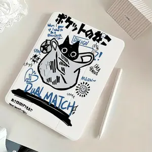 Graffiti cat pattern, with adjustable stand and pen slot, foldable non-slip TPU protective case, suitable for iPad mini, iPad Air, iPad Pro/iPad 10th generation, 11th generation and other series iPad protective cases