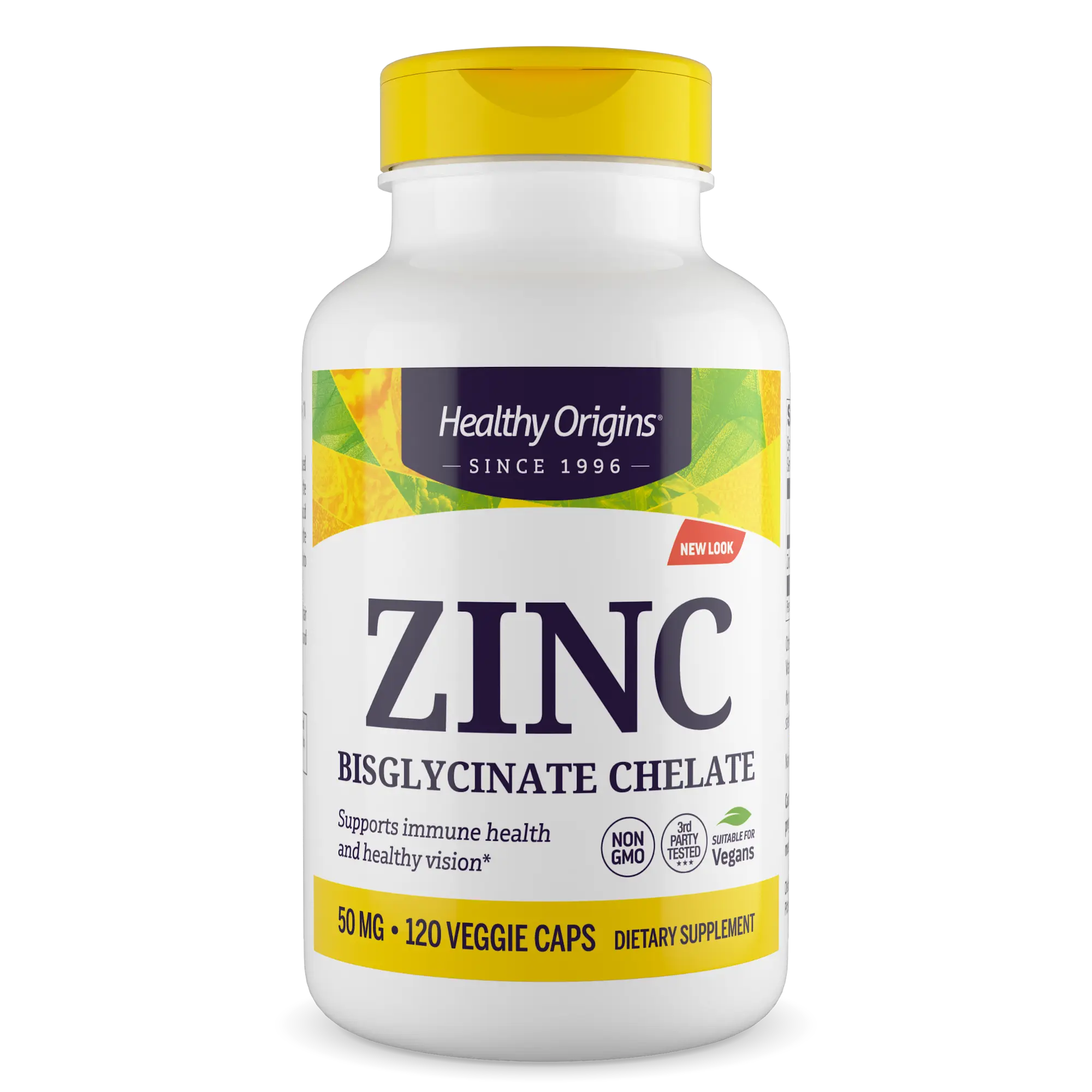 Healthy Origins - Zinc Bisglycinate Chelate Dietary Supplement Supports Immune Health 50mg / 120 Veggie Capsules