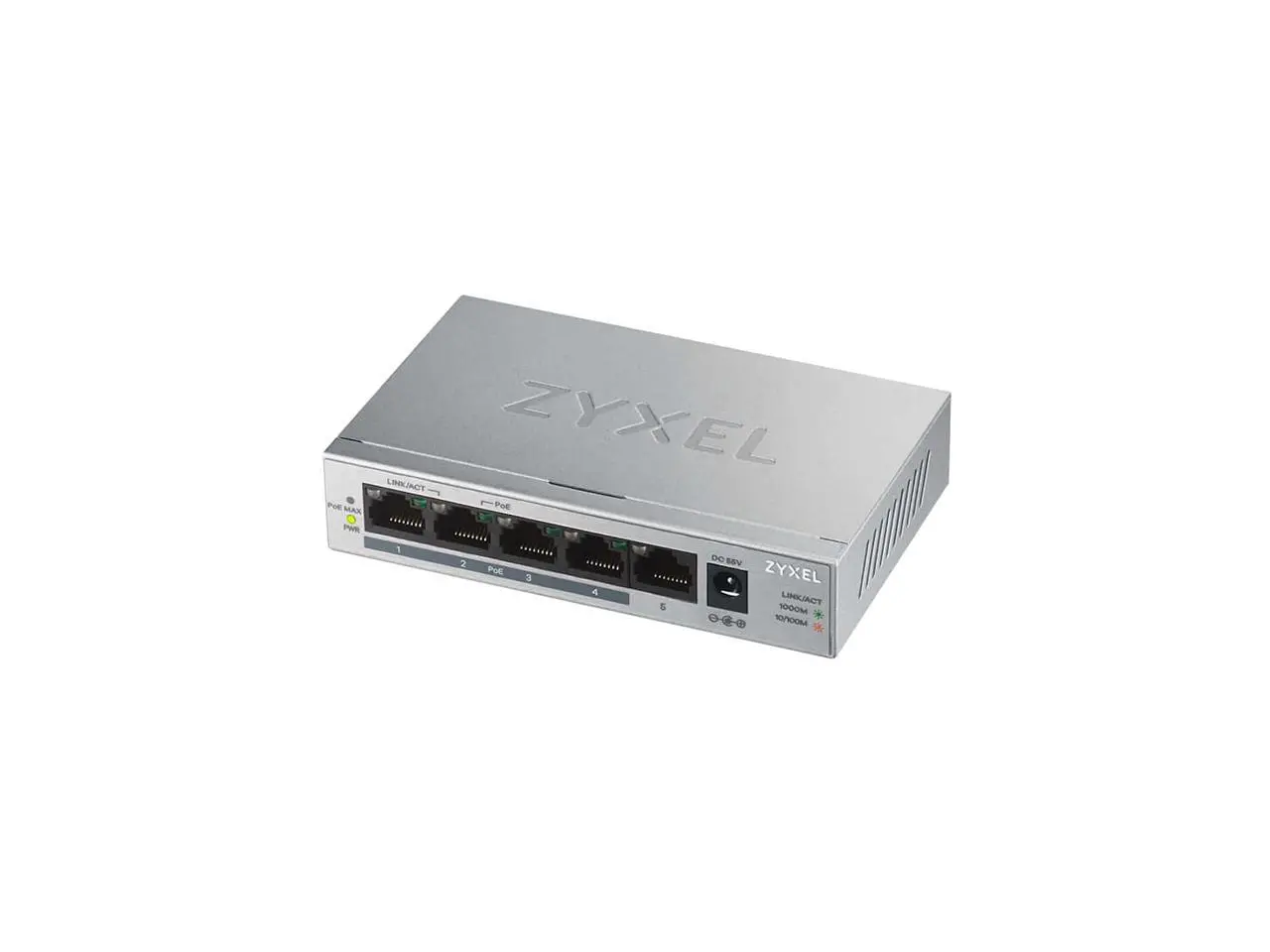 ZyXEL 5 Port Gigabit Ethernet Unmanaged POE+ Switch, 4 x PoE+ @ 60W, GS1005HP ZyXEL 5 Port Gigabit Ethernet Unmanaged POE+ Switch, 4 x PoE+ @ 60W, GS1005HP