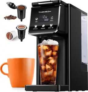 K Cup Coffee Maker With Bold Setting, Single Serve Hot & Iced Coffee Maker for K-Cup and Grounds, 52oz Removable Reservoir, 6 to14oz Brew Sizes, Pod Coffee Machine With Reusable Filter, Gray