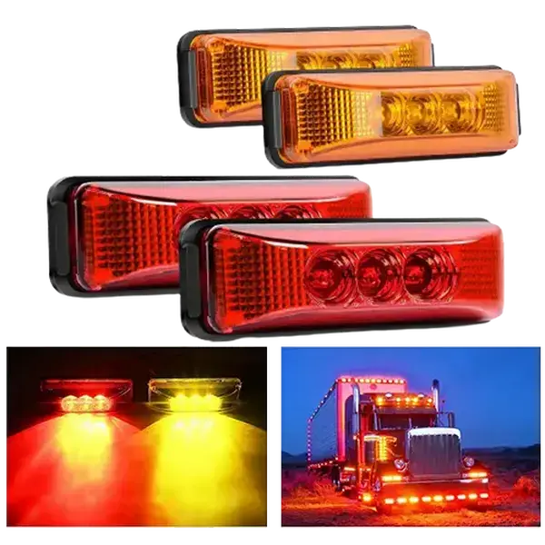 Nilight LED Fender-Side Marker Lights - 3.9 in Amber Red, 4-Piece High Brightness, IP67 Sealed Housing LED Trailer Light Kit for Pickups, Trucks, Led Light