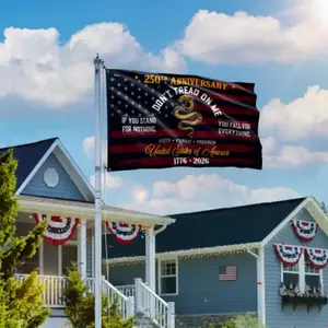 America 250th Anniversary Don’t Tread On Me Flag, 1776–2026 Patriotic Gadsden Flag, United States of America Freedom Outdoor House Flag