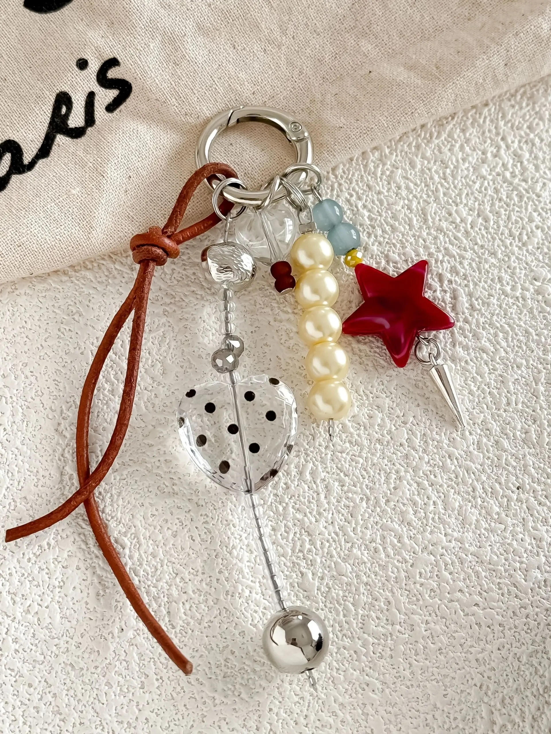 Vintage Star Pendant Keychain, Handmade Beaded Bag Charm, Unique Personality Key Ring, Retro Jewelry Accessory, DIY Craft Gift Idea, Keychain For Purse, Keychain For Bags, Keychain Decor