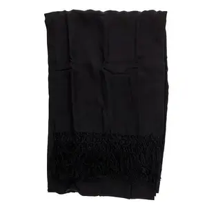 Solid Black Batik Sarong – Classic Fringe with Bold Island Flair