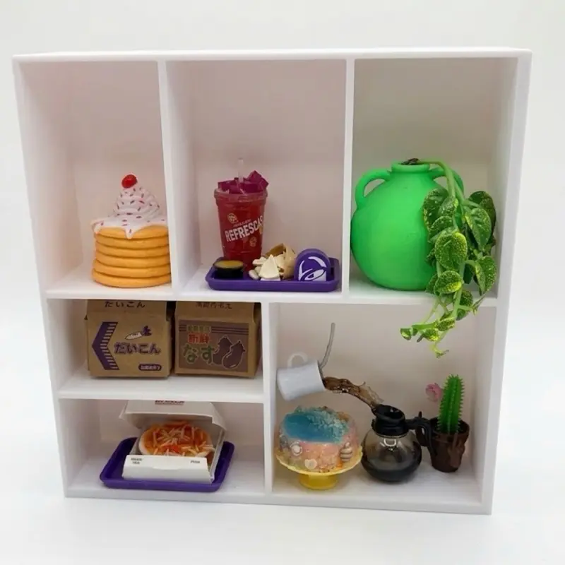 5-Slot Adjustable Miniature Display Shelf with Slot Choice, 3D Printed 9x9 Square Grid Home Organizer Storage Rack for Miniverse Collectibles Tiny Treasures (Toys Not Included), Custom Slot