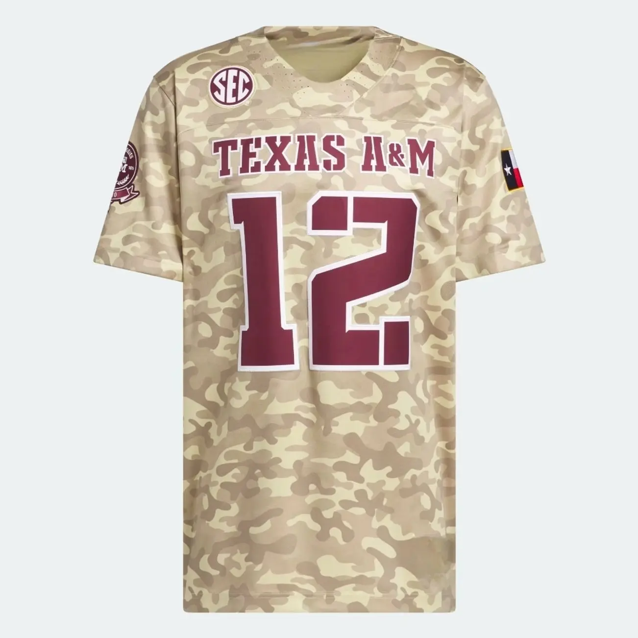 Unisex Football College #12 Texas A&M Aggies Honor & Support Premier Strategy Jersey - Beige
