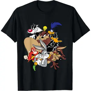 Men's Short Sleeve Graphic Top Looney Tunes Main Group of Characters T-Shirt