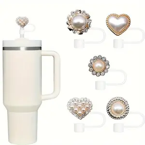 Straw Covers for for Stanley Cups 30Oz & 40Oz Tumbler, 5 Counts/Set Colorful Shiny Straw Protectors Tips for Reusable Drinking Straws, Christmas Gift Does not apply