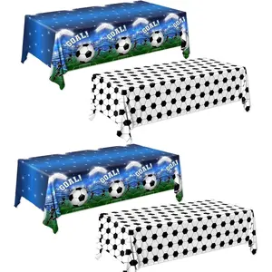 Soccer Tablecloth,4pcs Soccer Birthday Party Decorations,Plastic Rectangle Soccer Party Table Cloth for Soccer Party Decorations