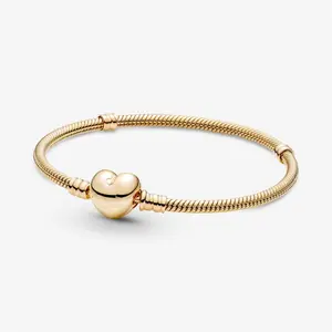 S925 Sterling Silver Moments Heart & Snake Chain Bracelet, Sparkling Bracelet,Unique Bracelet, Brilliant Bracelet,Popular Gift,Gift for her