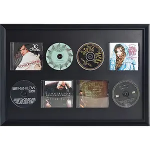 CD CASE/Holder,DVD Storage,CD Display Frame for Discs & Cases,Black Wooden cd case Display case,EVA Foam Slot, Home Decor Desktop and Wall Mountable，Christmas，Valentine's Day Gifts.