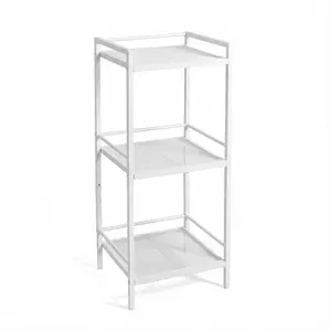 Garvee 3 Tier Bathroom Shelves, Ladder Shelf for Bathroom Storage, Space-Saving Design, Shelf Freestanding Stylish Storage Solution for Home Living Room Kitchen Office White