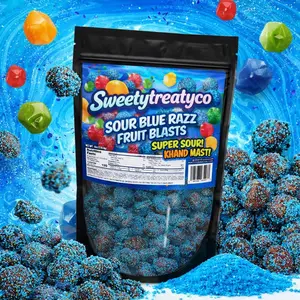 Viral Enchilados Blue Raspberry Gushers, Tangy Sour-Sweet Flavors Chewy Gummy Candies, Sour Snack, Food & Beverage Treat