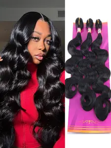 Body Wave Synthetic Hair Weave 3 Hair Bundles Deals 16 18 20 Inches Color Natural Black Synthetic Hair Weft Wavy Synthetic Hair