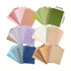 Mixed Color Scrapbook Paper & Mesh Fabric Set, Crafting Kit, 96 Sheets Assorted Mixed Paper for Scrapbooking Planner Bullet Junk Journal Supplies, Card Design, DIY Craft Kit