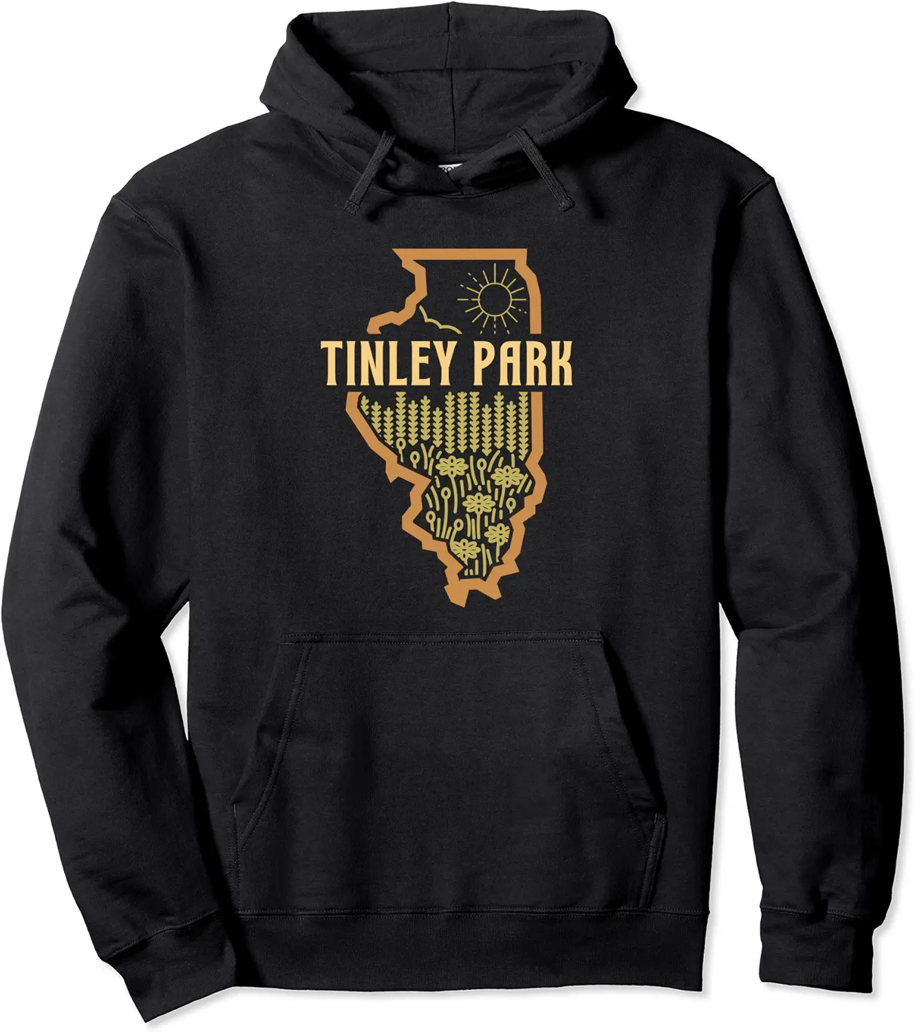 Tinley Park Illinois (IL) Prairie Landscape Graphic Pullover Hoodie - Keithhodges Shop 50B0BCMLD38B