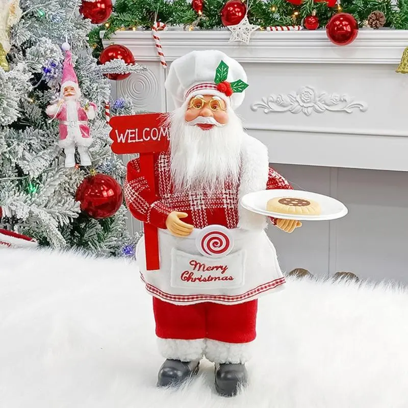 Elegant Chef-Inspired Santa Claus Christmas Decoration, Perfect Holiday Ornament, No Power Needed, Featherless Design