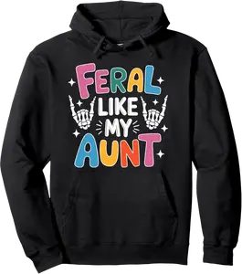 Feral Aunt Niece Nephew Family Matching Cool Auntie Costume Pullover Hoodie - Emmacole Shop 50B0F1D6M28D
