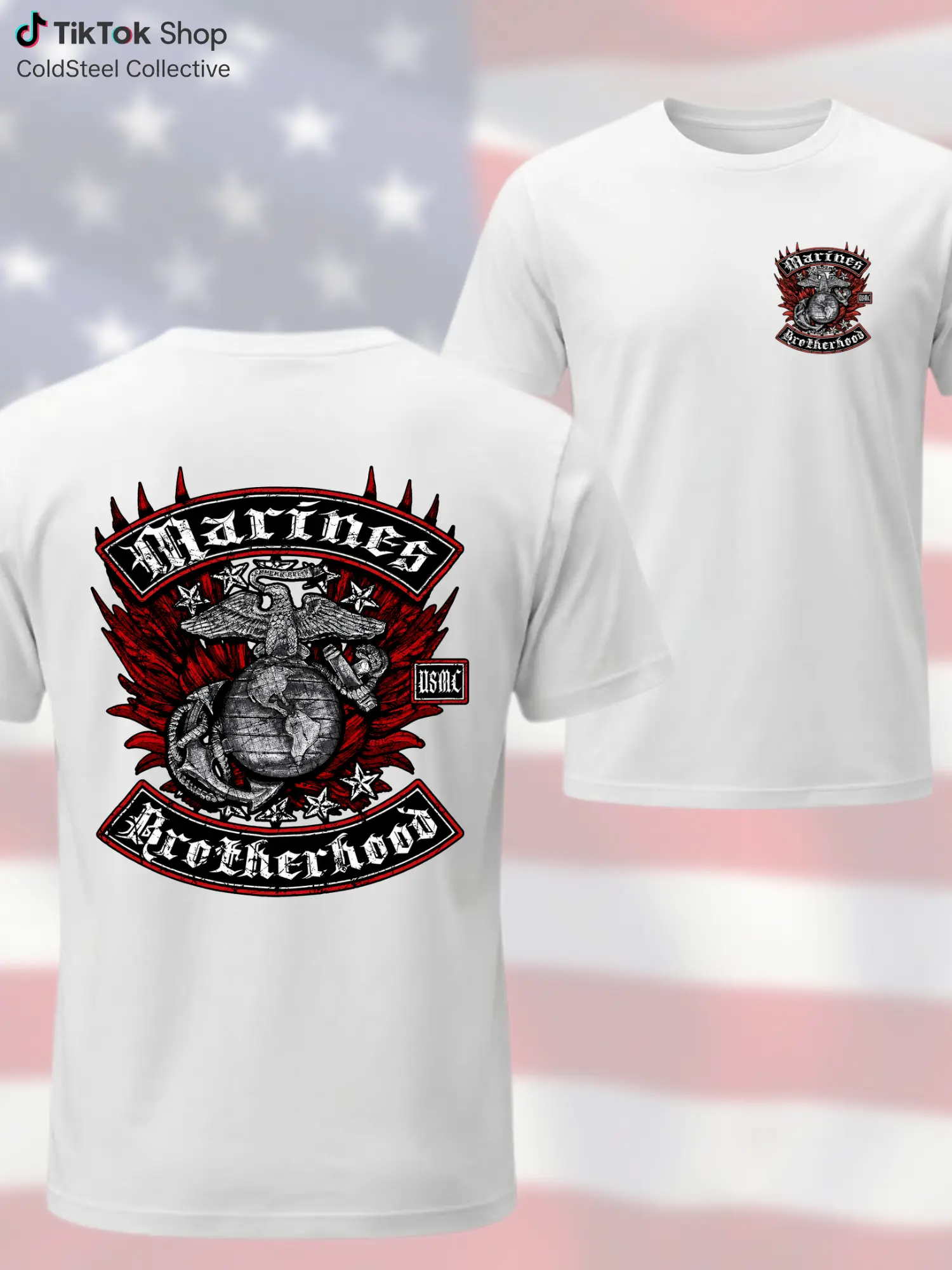 Marines Brotherhood T-Shirt, Front and Back Eagle Globe Anchor Graphic Tee, United States Marine Corps Inspired Military Shirt, Patriotic Veteran Gift for Men