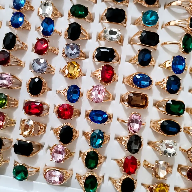 Women's 22-Pcs Stunning Middle Eastern Style Ring Set, Interchangeable Multi Gemstone Inlaid Female Rings, Elegant Casual Daily Wear Costume Jewelry, Elegant Casual Ring