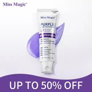 【live】MissMagic Purple Toothpaste –Fluoride Free, Color-Correcting Whitening, Stain Removal, Long-Lasting Fresh Breath, Brightens Yellow Teeth, Supports Oral Health| Brightens Yellow Teeth