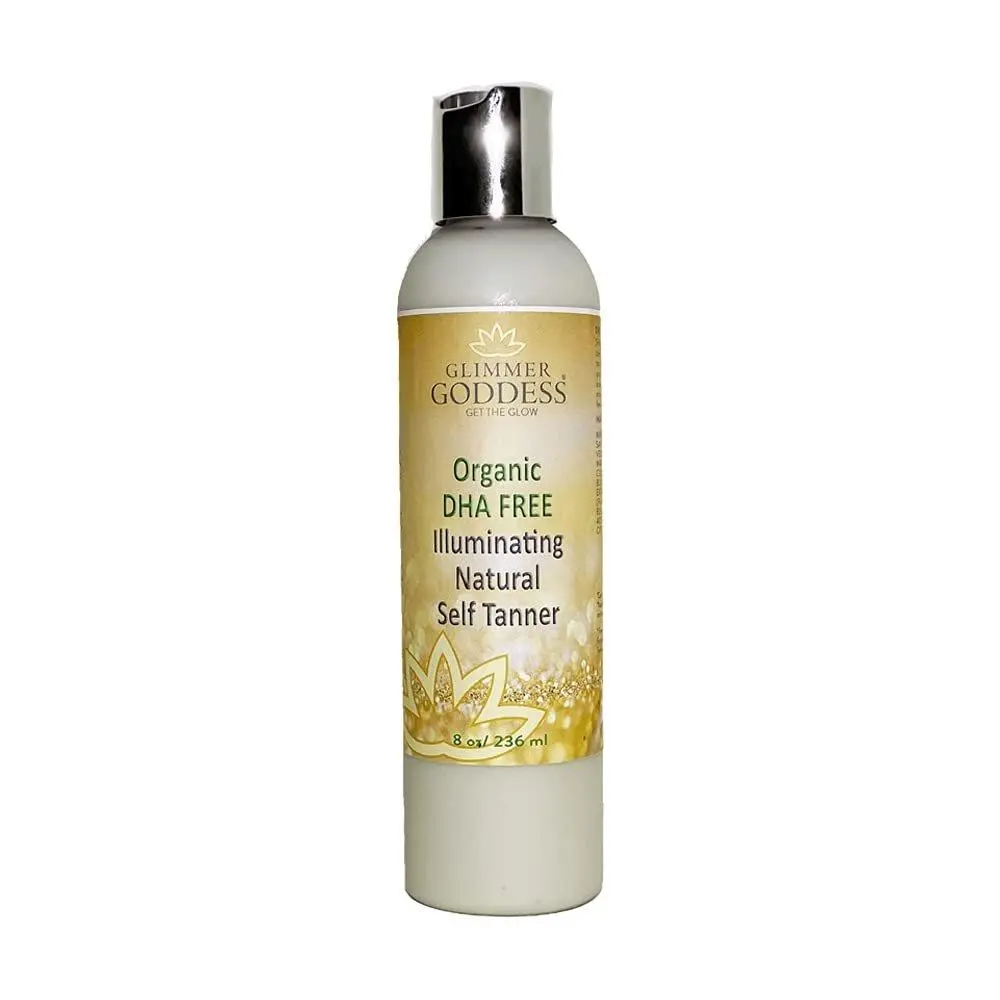 Glimmer Goddess Organic DHA-Free Self Tanning Lotion - Vegan, Cruelty-Free Body Care Bronzing Lotion with Erythrulose, Aloe Vera, Shea Butter, Cocoa Butter for Moisturizing Bronzy Glow