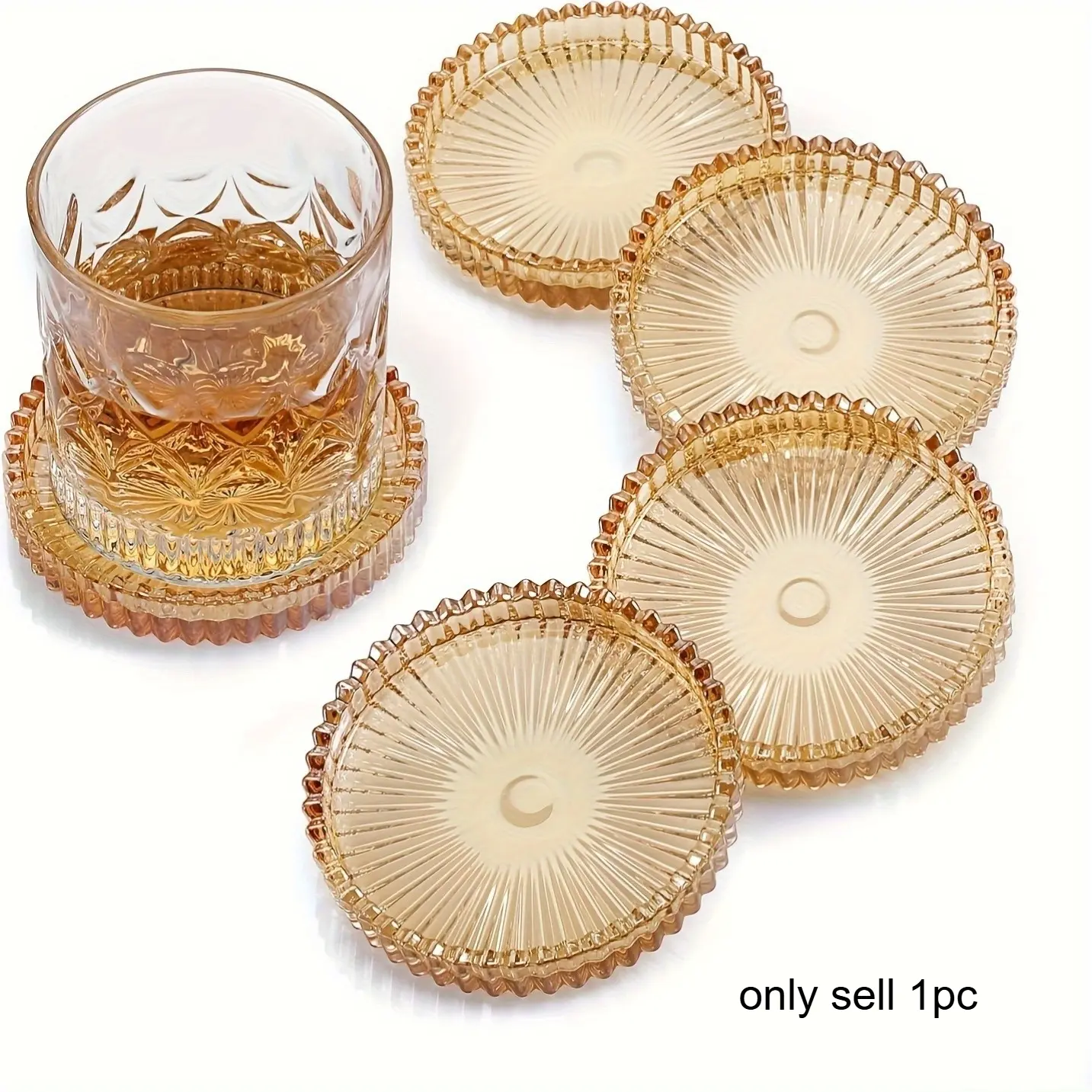 Transparent coasters, glass coasters, drink cups, crystal coasters, round cups, coasters, Coasters For Drinks, Tableware and tea table decorations are suitable for offices, kitchens, bars, restaurants, living rooms and terraces.