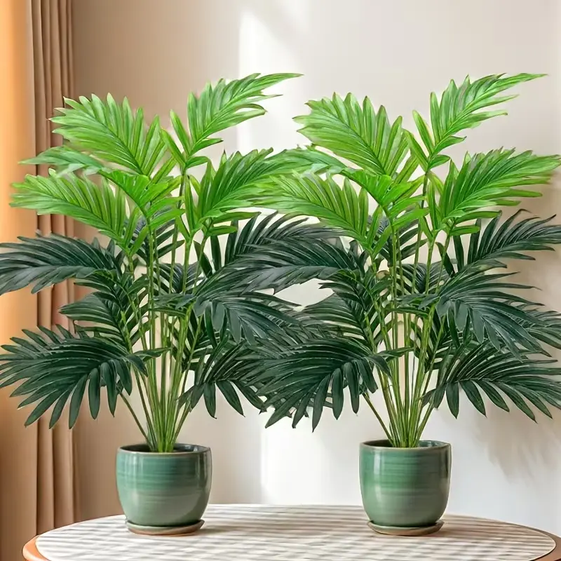 Artificial Areca Palm Tree, each with 18 large leaves - High-quality plastic for indoor and outdoor home, garden, office, and party decoration - Pot not included, perfect for summer decor and tabletop display, realistic artificial plant | Lifelike leaves,