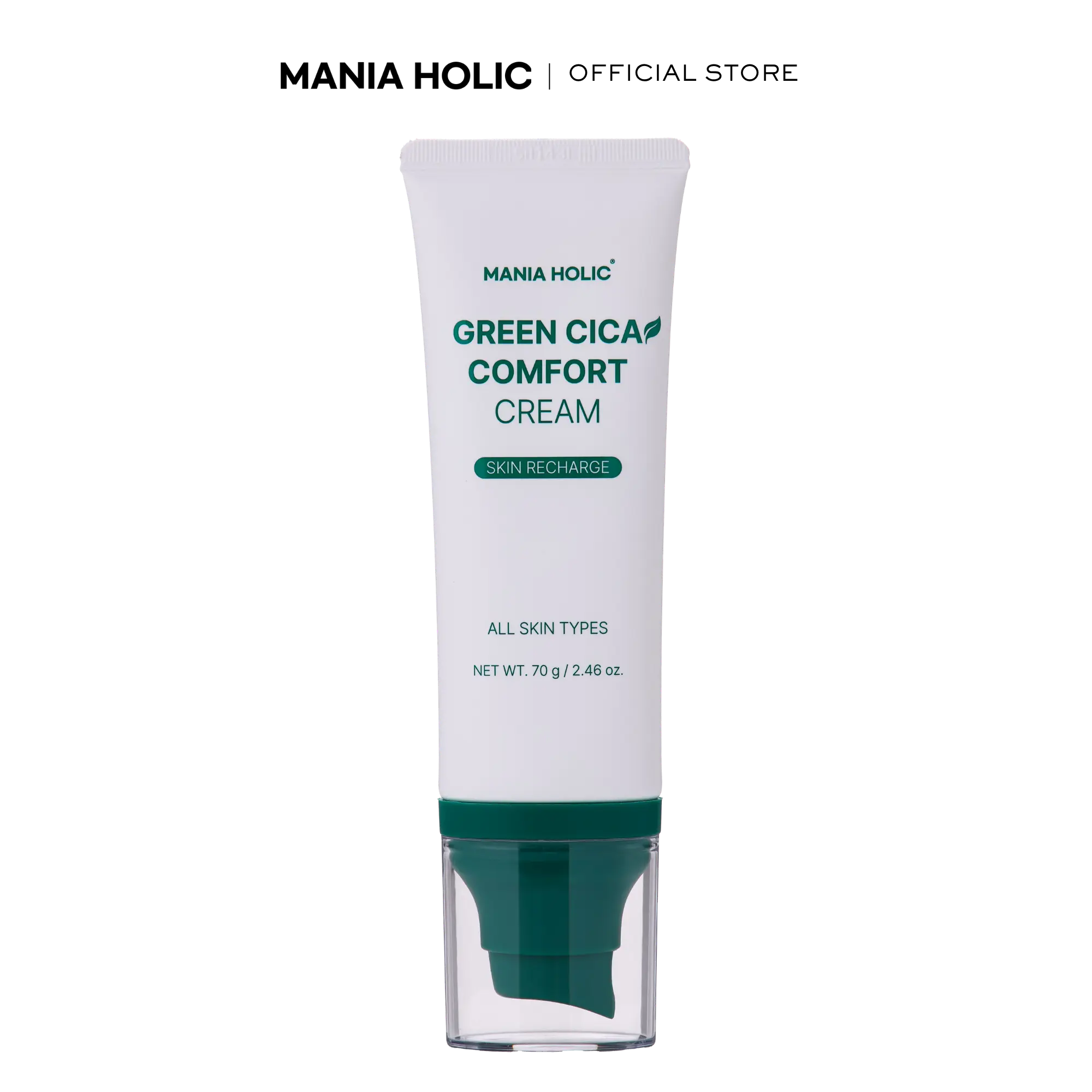 [Mania Holic] Green CICA Comfort Cream | Daily Facial Moisturizer | Lightweight and Non-Greasy Formula (2.46 fl oz.)