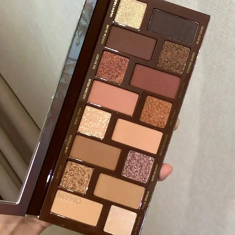 16-Color Shimmer Eyeshadow Palette, Beauty Eyeshadows, Blendable Pearlescent and Matte Glitter Eyeshadows Easy-to-Color Eye Shadow Palette, Earth Tone Gentle Color Korean Style Eye Cosmetic Product For Daily Use Eyeshadow Makeup