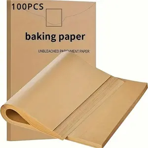 100 Sheets Non-Stick Baking Paper Bakeware, 9x13 Inches Pre-Cut, Ideal for Baking, Grilling, Air Fryer, Steaming, Unbleached Quarter Size, Baking Supplies