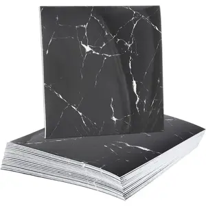 20pcs Peel and Stick Marble Tiles, Waterproof Wall Panel Backsplash, 12"x12" PVC Peel and Stick Shower Tiles for Bathroom, Kitchen, Living, Black and White Root Design