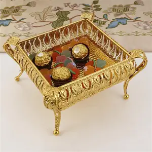 Square Serving Tray, Hollow Out Design Fruit Tray, Snack Tray, Home Organizer for Kitchen, Restaurant, Living Room Desktop, Plates, Square Tableware
