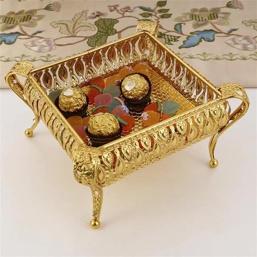 Square Serving Tray, Hollow Out Design Fruit Tray, Snack Tray, Trays for Eating, Serving Platter, Home Organizer for Kitchen, Restaurant, Living Room Desktop, Plates, Square Tableware