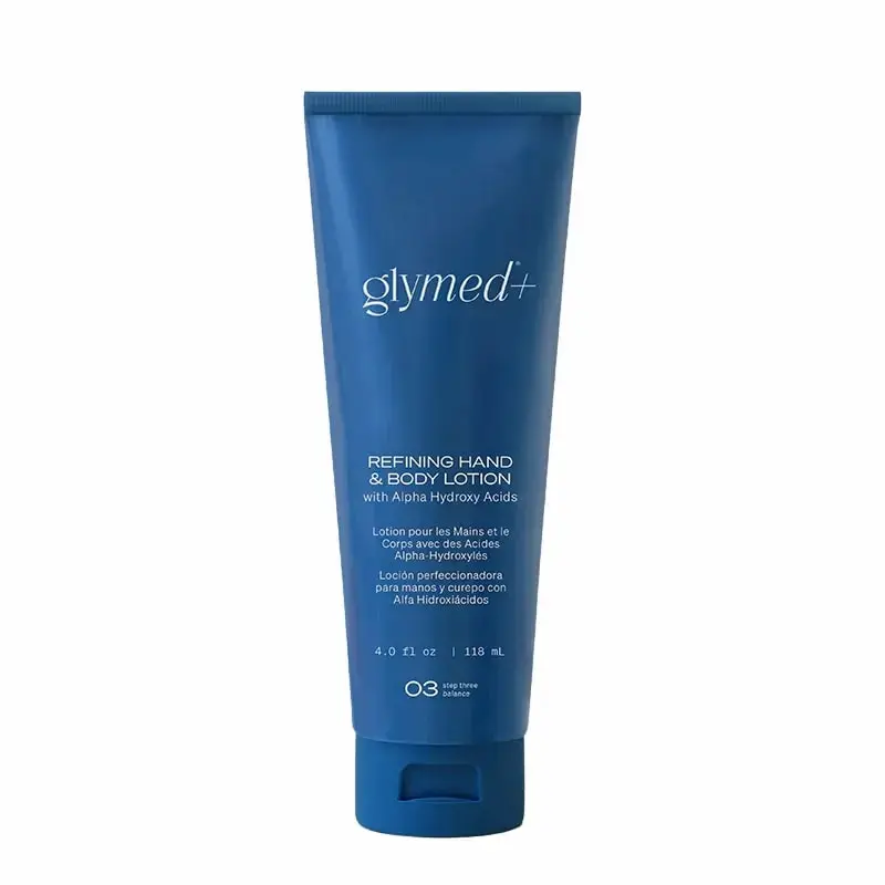 Glymed+ Refining Hand & Body Lotion - AHA Exfoliant, Chamomile & Aloe Moisturizer for Smooth, Radiant Skin, Body Care with Glycolic Acid for Moisture & Skin Repair