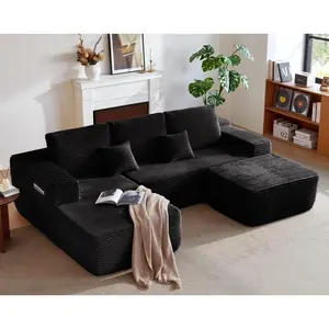 104" Cloud Sectional Sofa with U-Shape Chaise and Side Pockets , Modern Modular Design, Deep Seating, Upholstered Couch for Living Room/Bedroom, No Assembly Required (Plush Fabric),#Summervibes